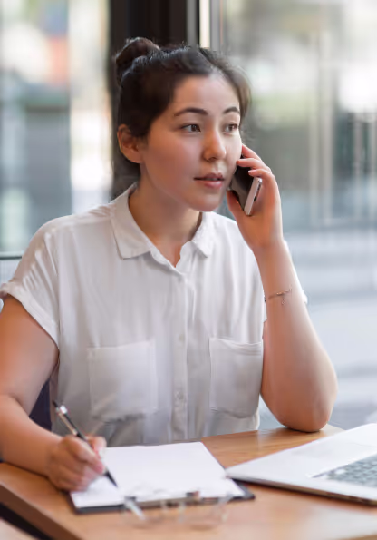 Female Employee Connecting on phone